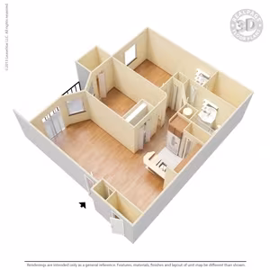 2 Bed 1 Bath 1105 SqFt (1004 Net) 03102 floor plan